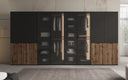 Moduro Kalen – Viermoduliger Design-Kleiderschrank mit Holz- und Strukturglasfron