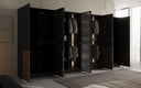 Moduro Kalen – Viermoduliger Design-Kleiderschrank mit Holz- und Strukturglasfron