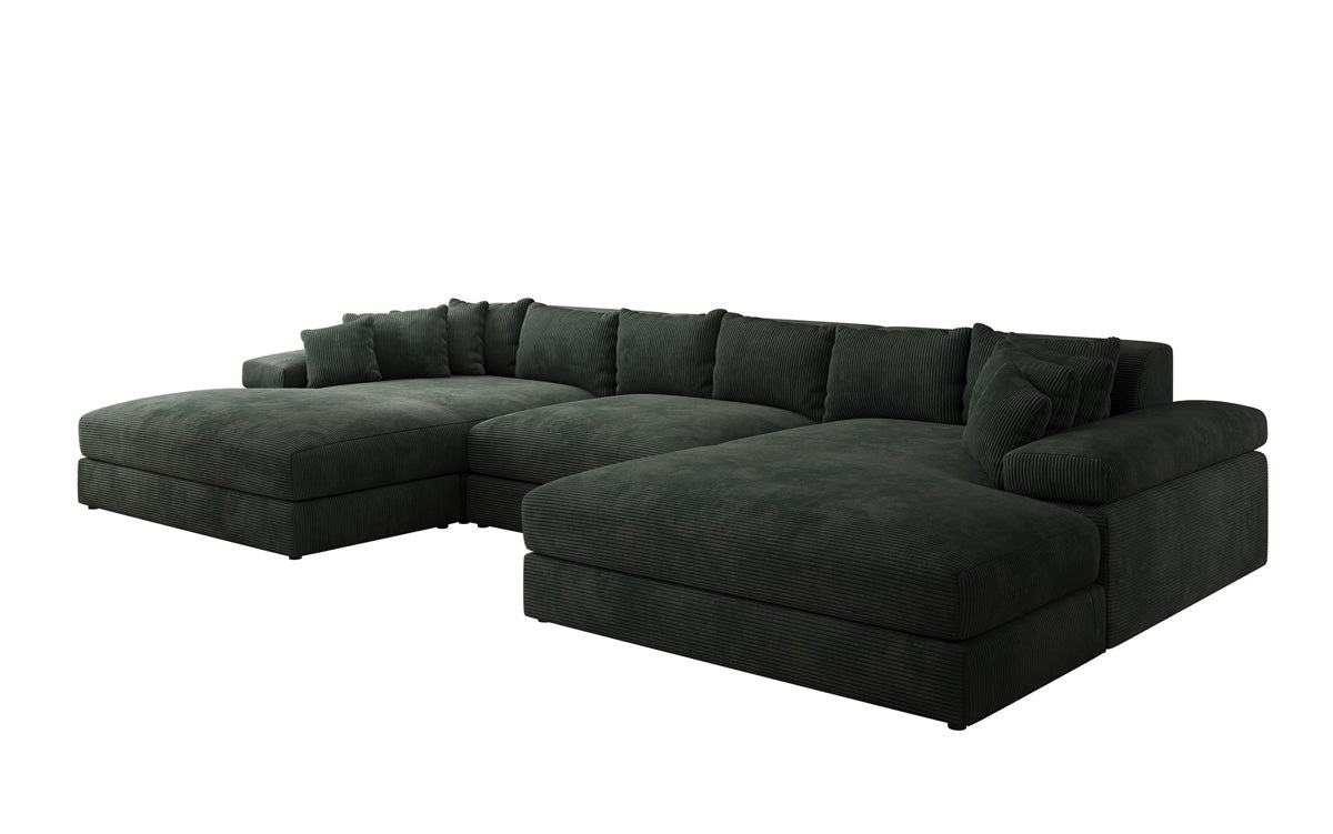 Designer Sofa Bernardo U mit breiter Ottomane in Cord