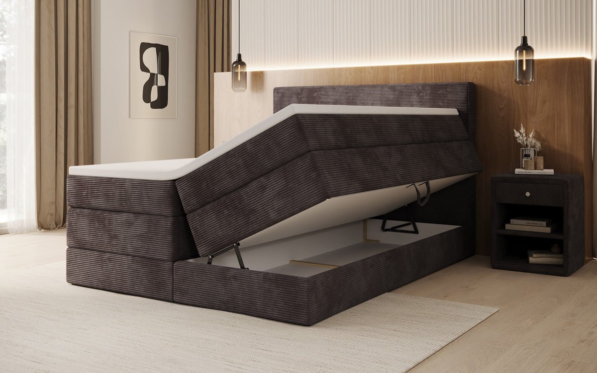 Boxspringbett Noren mit Stauraum in Cord