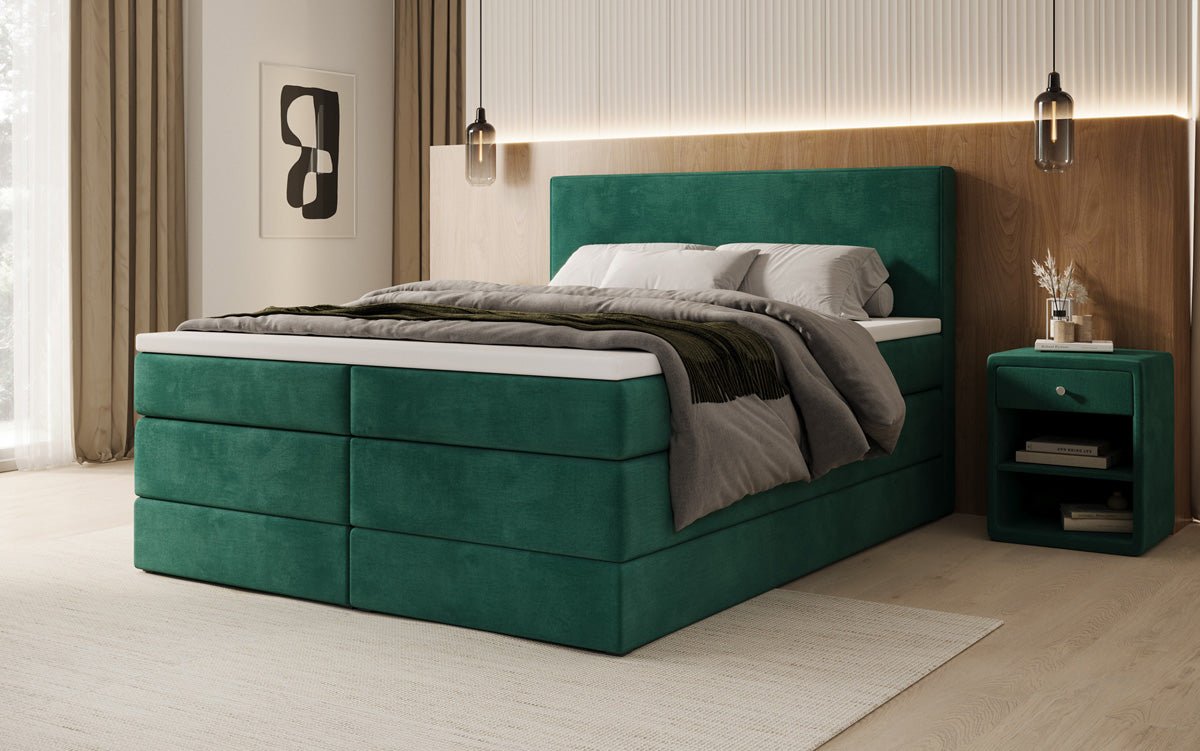 Boxspring posteľ Noren s úložným priestorom v semiši