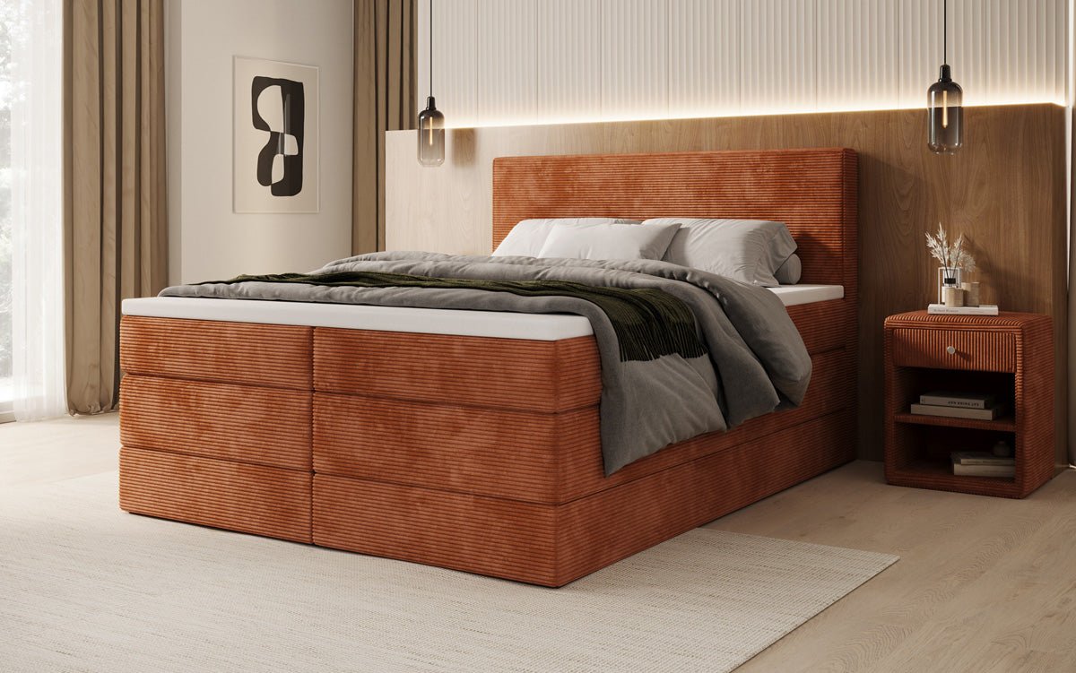 Boxspringbett Noren mit Stauraum in Cord