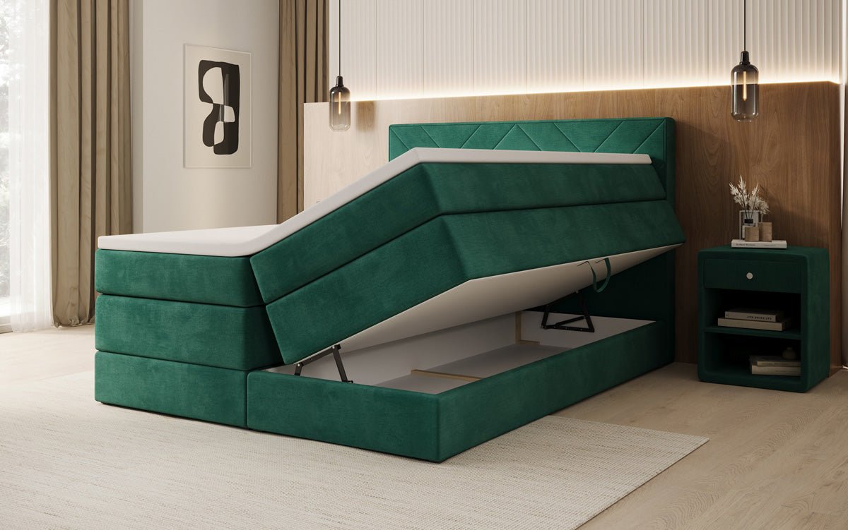 Boxspring posteľ Norella s úložným priestorom v semiši