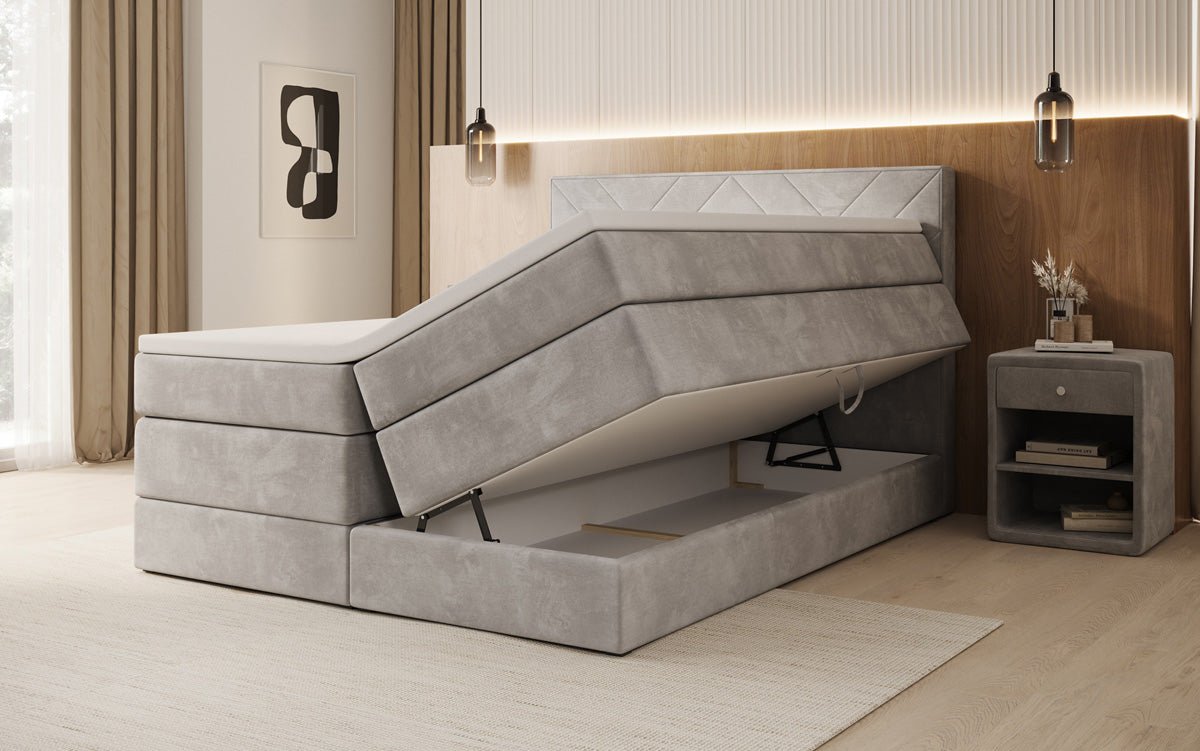 Boxspring posteľ Norella s úložným priestorom v semiši