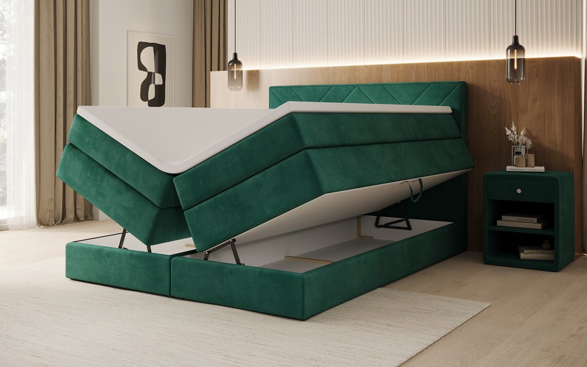 Boxspring posteľ Norella s úložným priestorom v semiši