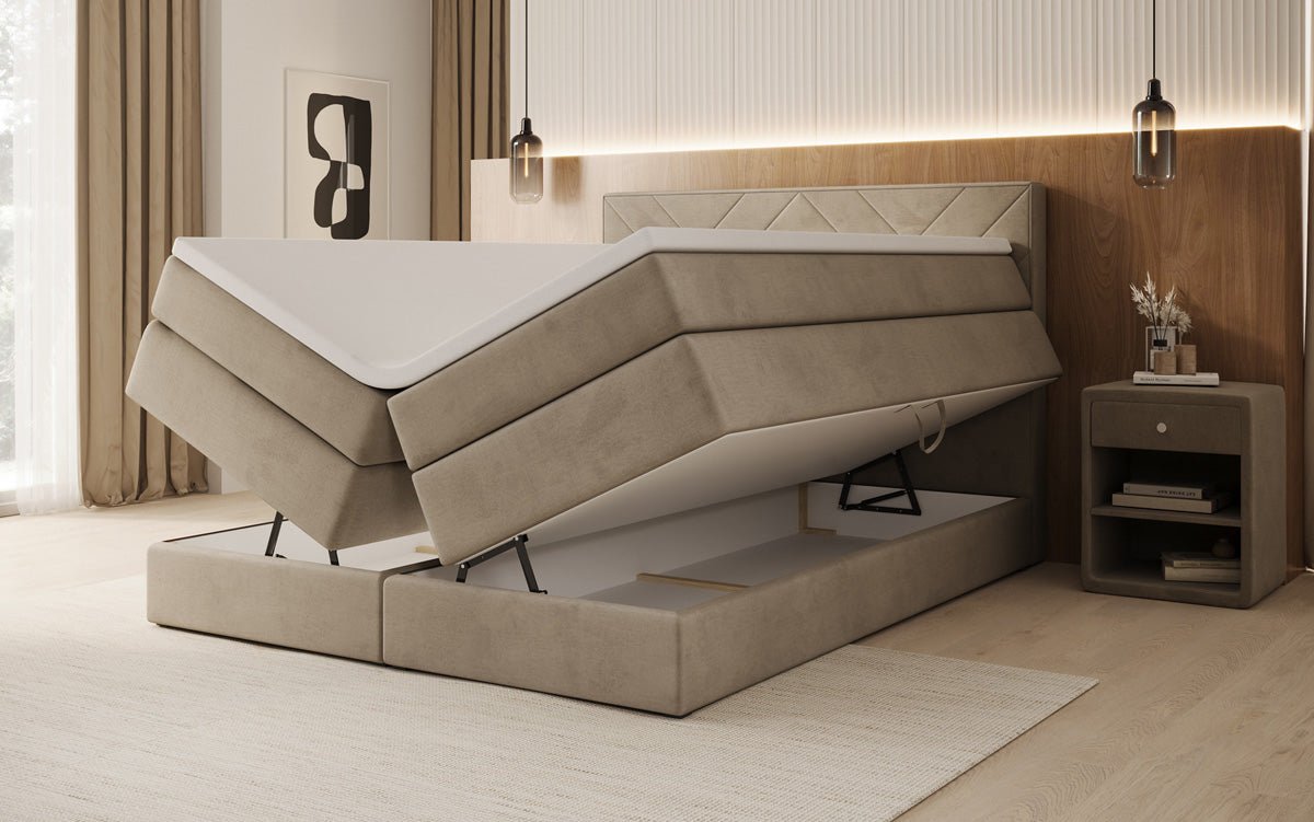 Boxspring posteľ Norella s úložným priestorom v semiši