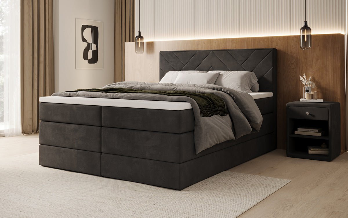 Boxspring posteľ Norella s úložným priestorom v semiši