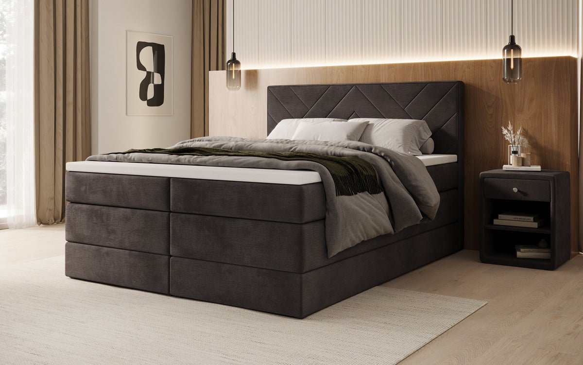 Boxspring posteľ Norella s úložným priestorom v semiši