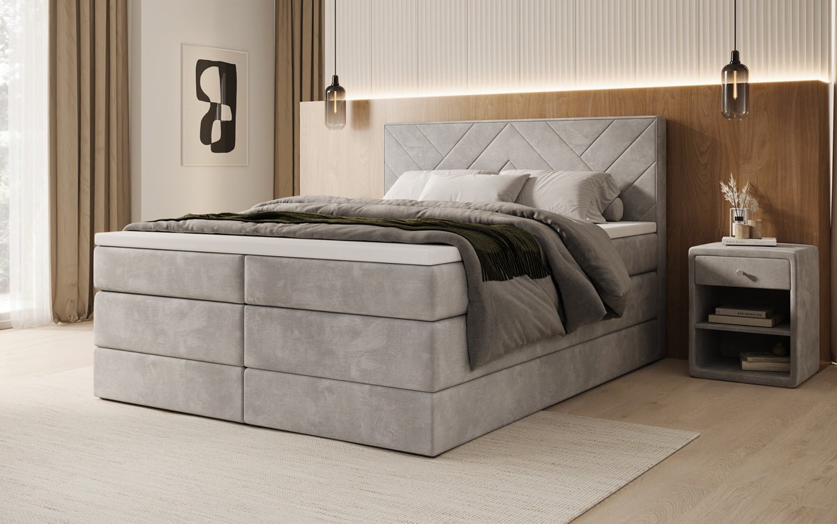 Boxspring posteľ Norella s úložným priestorom v semiši