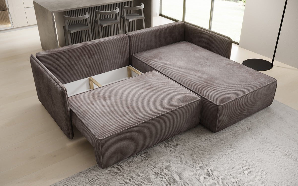 Designer Sofa Marlen mit Schlaf- und Klappfunktion in Cord