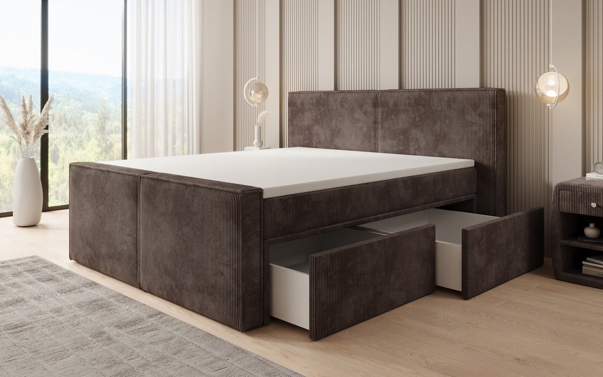 Boxspringbett Ophelia II mit Schubladen in Cord