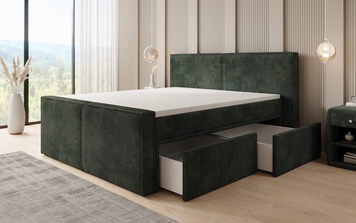 Boxspringbett Ophelia II mit Schubladen in Cord