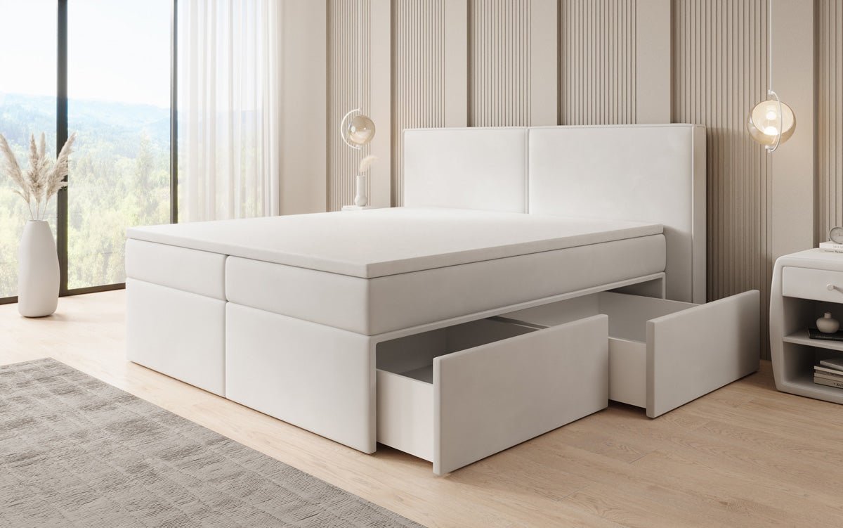 Boxspringbett Ophelia mit Schubladen in Samt