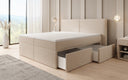 Boxspring posteľ Ophelia s zásuvkami v Teddy Bouclé