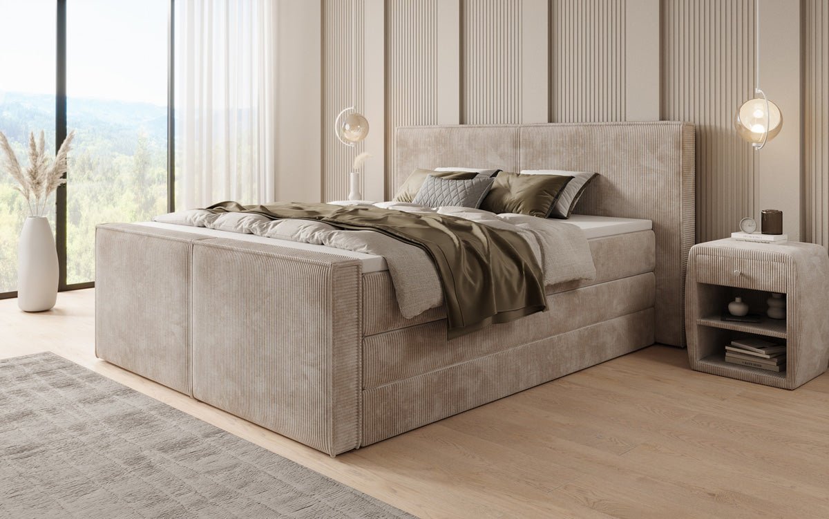 Boxspring posteľ Ophelia II s vysoko zdvíhateľným úložným priestorom v Mančester