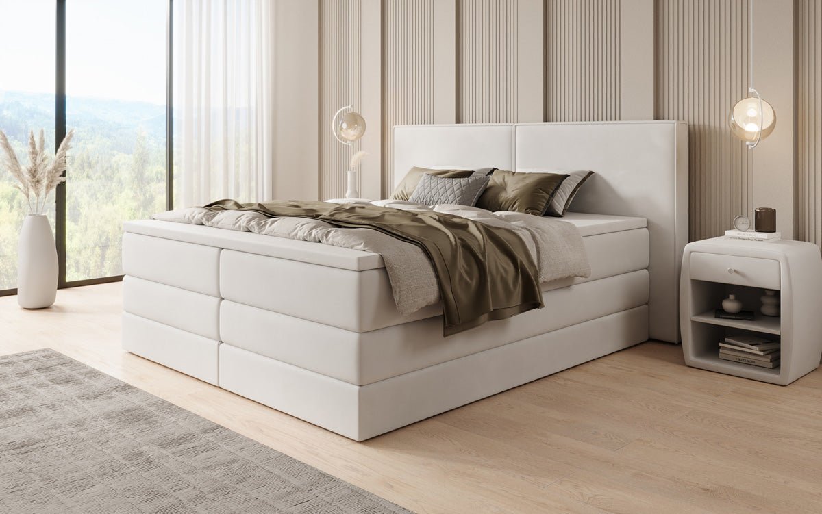 Boxspring posteľ Ophelia s vysúvateľným úložným priestorom v zamatovom prevedení