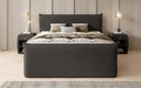 Boxspring posteľ Liana II s vysoko zdvíhateľným úložným priestorom v Teddy Bouclé