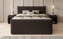 Boxspring posteľ Liana II s vysoko zdvíhateľným úložným priestorom v Teddy Bouclé
