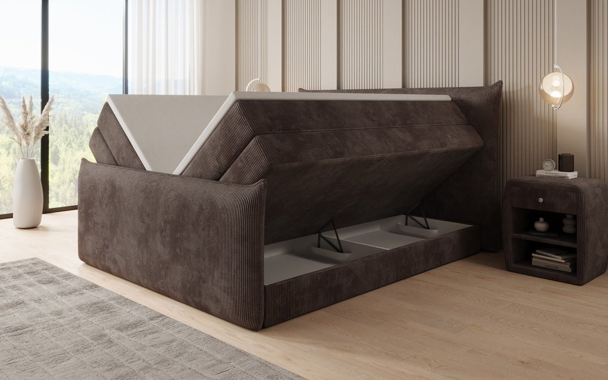 Boxspring posteľ Liana II s vysoko zdvíhateľným úložným priestorom v Mančester