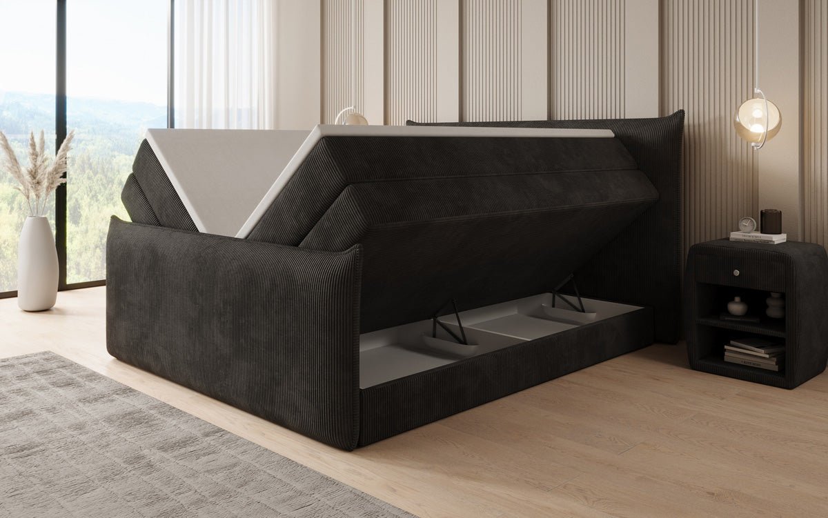 Boxspring posteľ Liana II s vysoko zdvíhateľným úložným priestorom v Mančester
