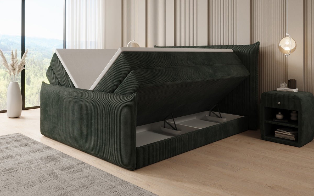 Boxspring posteľ Liana II s vysoko zdvíhateľným úložným priestorom v Mančester