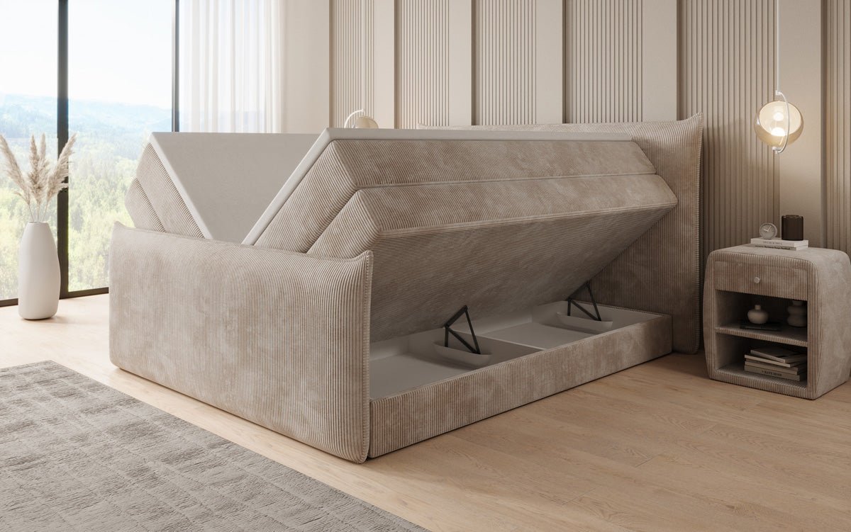Boxspring posteľ Liana II s vysoko zdvíhateľným úložným priestorom v Mančester