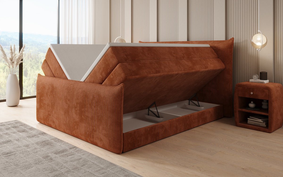 Boxspring posteľ Liana II s vysoko zdvíhateľným úložným priestorom v Mančester