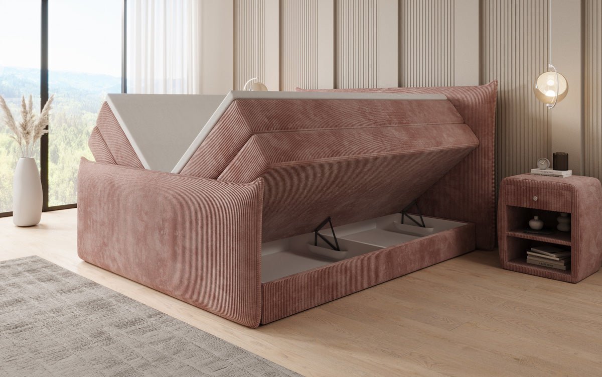 Boxspring posteľ Liana II s vysoko zdvíhateľným úložným priestorom v Mančester