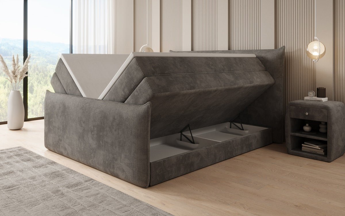 Boxspring posteľ Liana II s vysoko zdvíhateľným úložným priestorom v Mančester