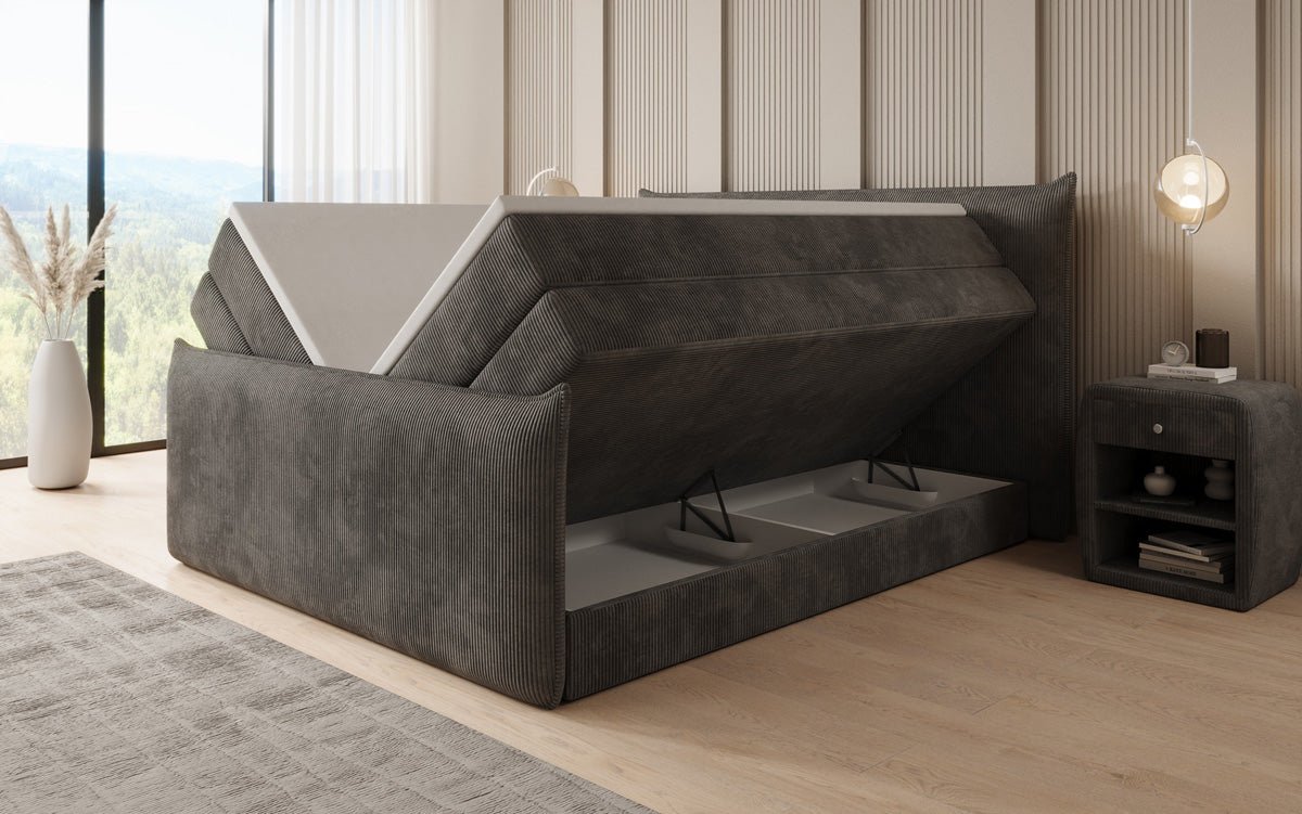 Boxspring posteľ Liana II s vysoko zdvíhateľným úložným priestorom v Mančester