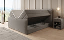 Boxspring posteľ Liana II s vysoko zdvíhateľným úložným priestorom v Teddy Bouclé