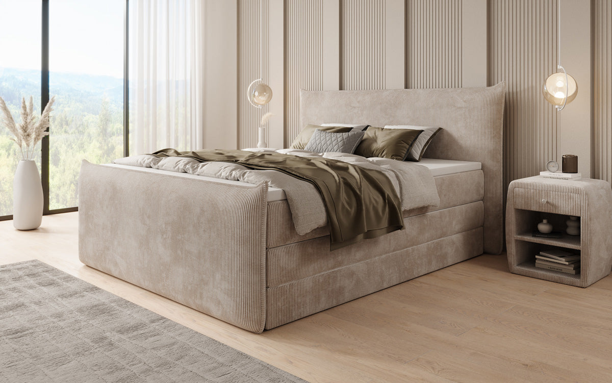 Boxspring posteľ Liana II s vysoko zdvíhateľným úložným priestorom v Mančester