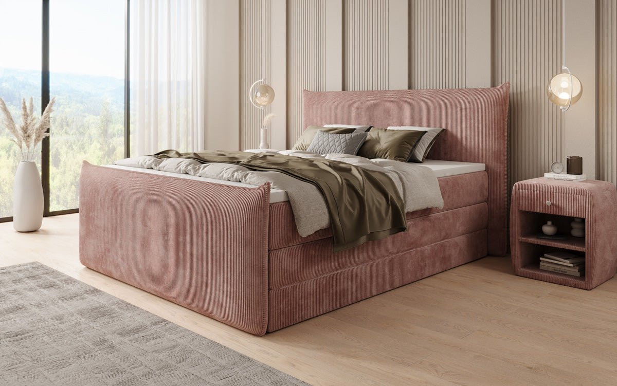 Boxspring posteľ Liana II s vysoko zdvíhateľným úložným priestorom v Mančester