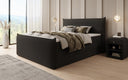 Boxspring posteľ Liana II s vysoko zdvíhateľným úložným priestorom v Teddy Bouclé
