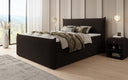 Boxspring posteľ Liana II s vysoko zdvíhateľným úložným priestorom v Teddy Bouclé