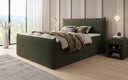 Boxspring posteľ Liana II s vysoko zdvíhateľným úložným priestorom v Teddy Bouclé