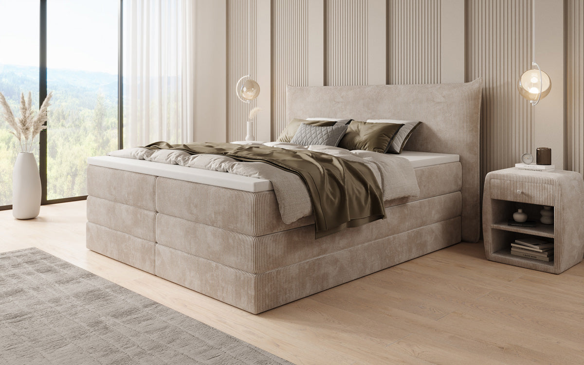 Boxspring posteľ Liana s vysoko zdvíhateľným úložným priestorom v Mančester