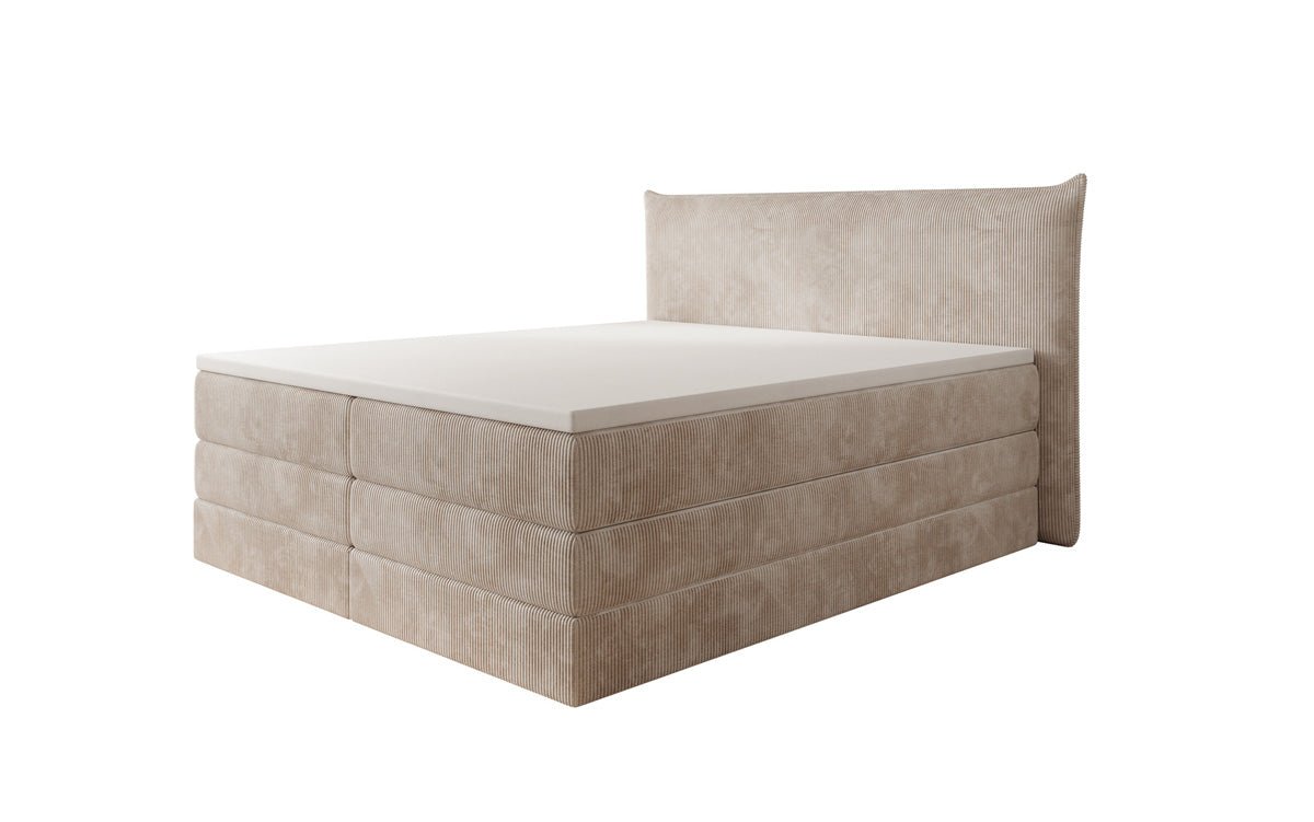 Boxspringbett Liana mit hochklappbarem Stauraum in Cord