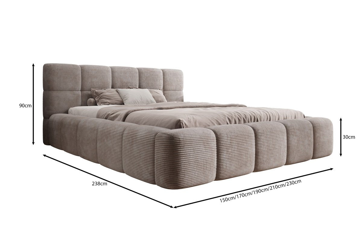 Dizajnová čalúnená posteľ Nox z mančestra s úložným priestorom