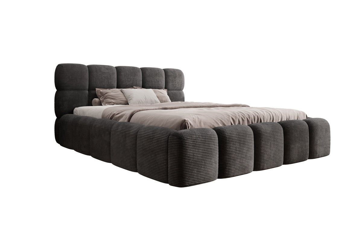 Dizajnová čalúnená posteľ Noeva z mančestra s úložným priestorom