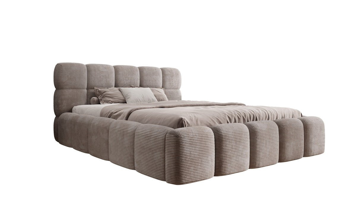 Dizajnová čalúnená posteľ Noeva z mančestra s úložným priestorom