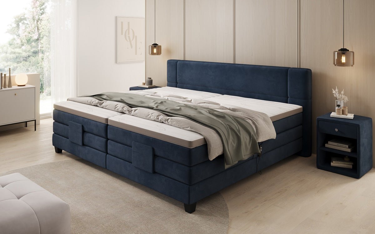 Familien Boxspringbett Noela 220/240x200 elektrisch verstellbar in Samt