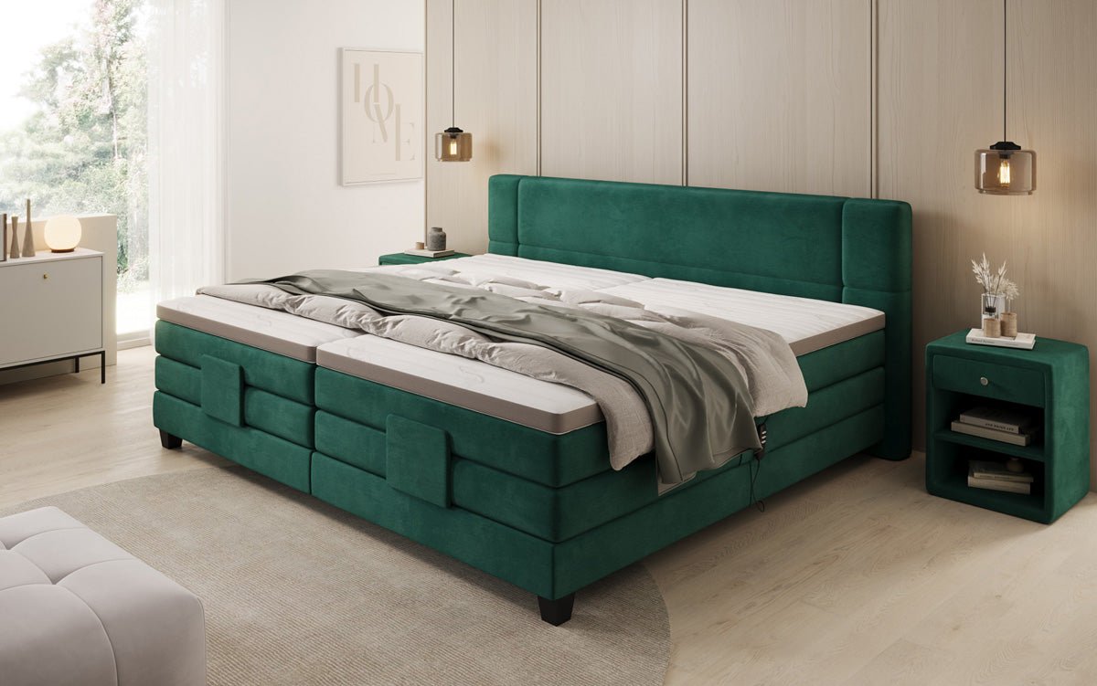 Familien Boxspringbett Noela 220/240x200 elektrisch verstellbar in Samt