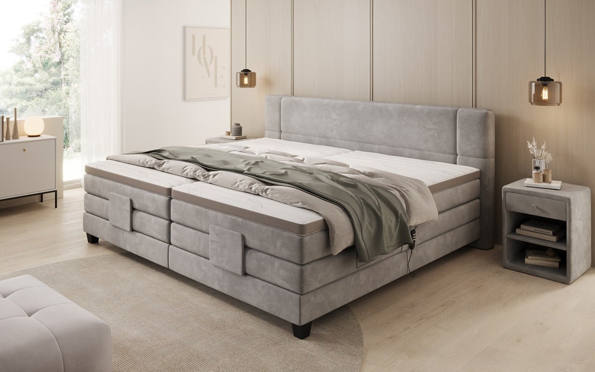 Familien Boxspringbett Noela 220/240x200 elektrisch verstellbar in Samt