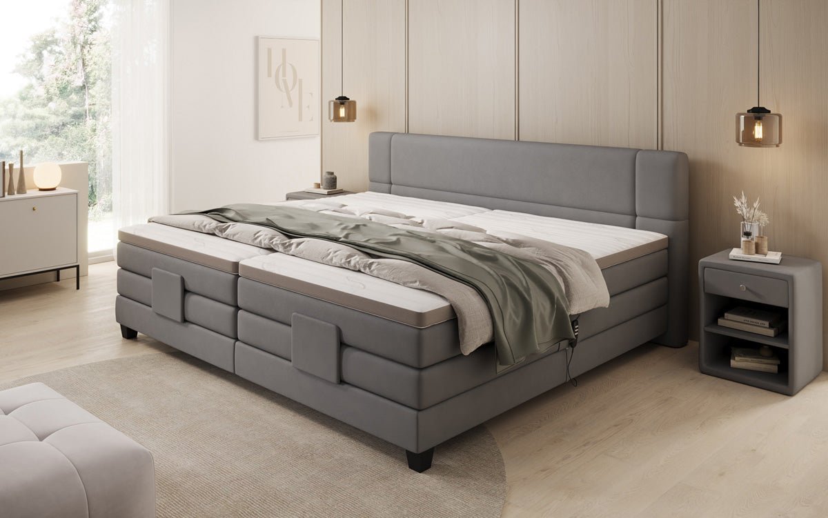 Familien Boxspringbett Noela 220/240x200 elektrisch verstellbar in Stoff