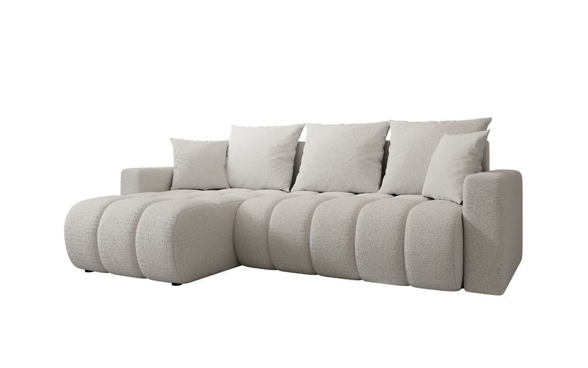 Dizajnová pohovka Giulio L s rozkladacou a sklápacou funkciou v bouclé