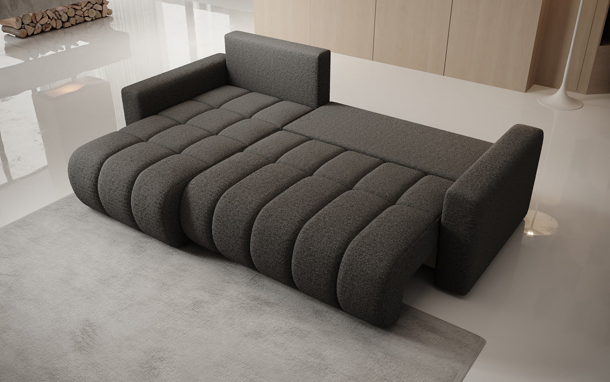 Dizajnová pohovka Giulio L s rozkladacou a sklápacou funkciou v bouclé