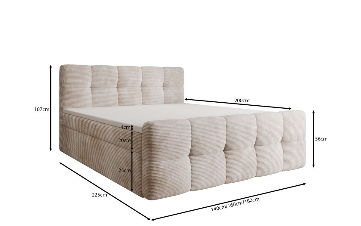 Boxspringová posteľ Cozy v mančestri s úložným priestorom