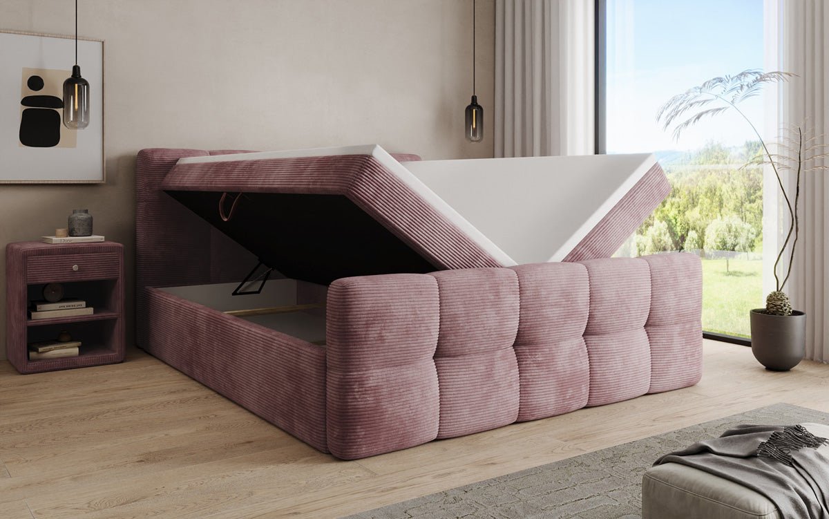 Boxspringová posteľ Cozy v mančestri s úložným priestorom