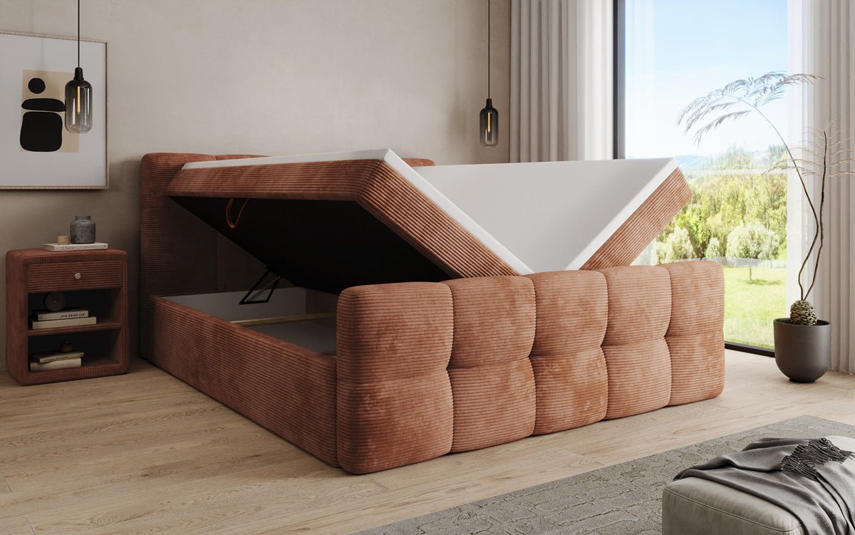 Boxspringová posteľ Cozy v mančestri s úložným priestorom